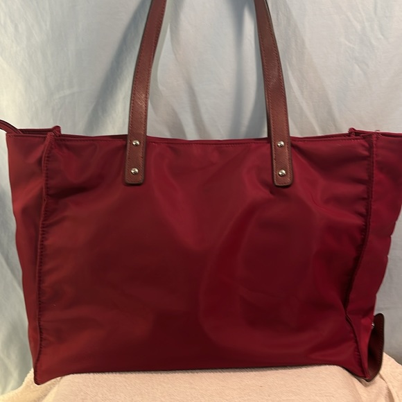 Gianni Bernini Maroon Nylon Tote-EUC - Picture 2 of 7